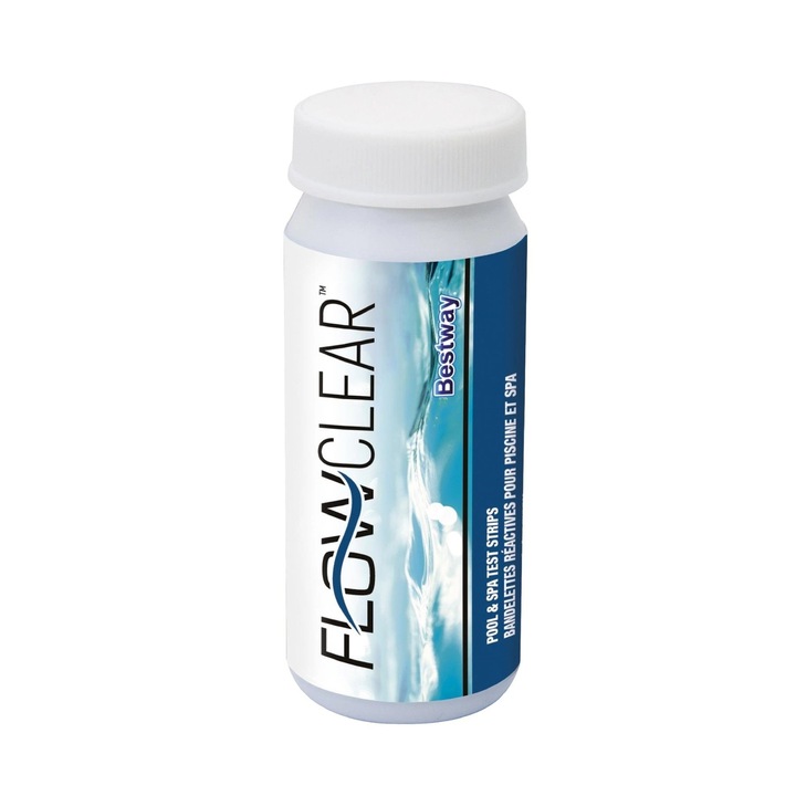 Test ultrarapid pentru analiza apa piscina, pH, clor, alcalinitate, 50 benzi, Bestway FlowClear