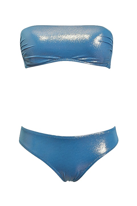 Fényes kétrészes fürdőruha, melltartó melltartó és brazil bugyi, luxusmodell, SP85 Intimamoda, Világoskék