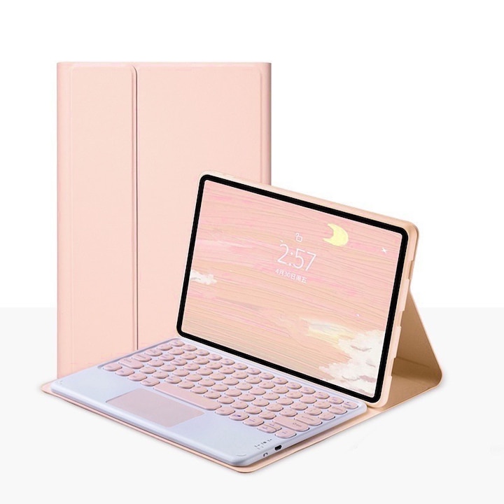 Капак за клавиатура, Chigoods, Wireless, Bluetooth, Съвместим за iPad 10.2", розов