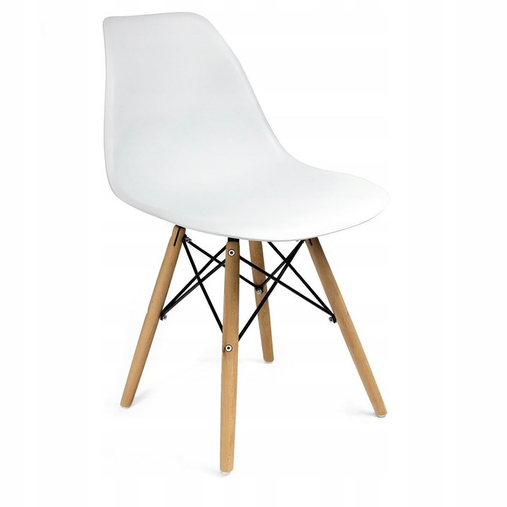 Jumi Eva skandináv stílusú szék, műanyag, fa, 46x52x81 cm, fehér