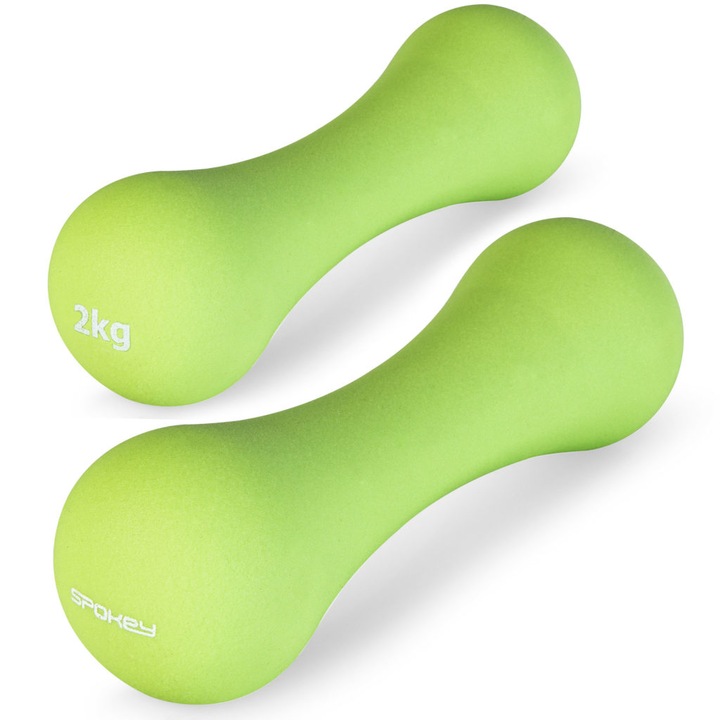 Set 2 x gantere, Spokey, Neopren/Vinyl, 2 x 2 kg, Verde deschis