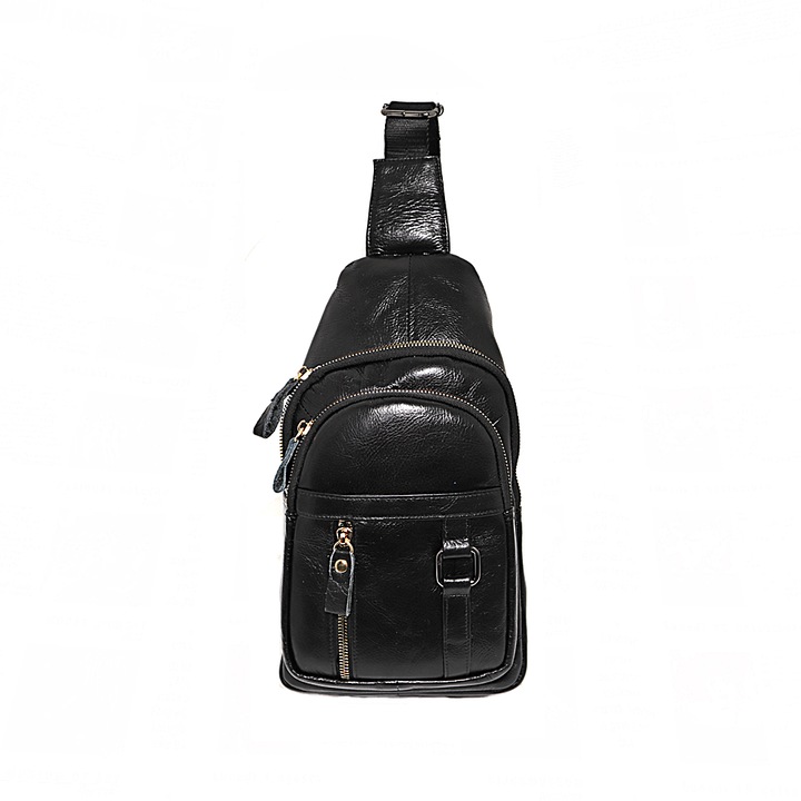 Borseta, crossbody din piele naturala, de umar, pe o parte, negru, 30/18, Magrot 125