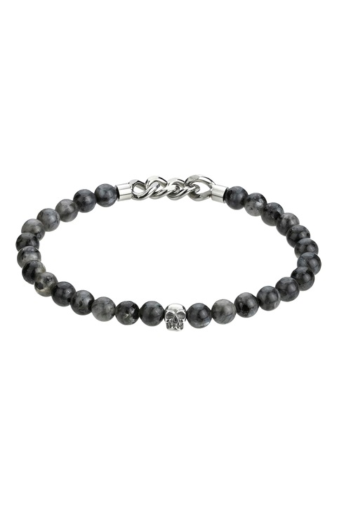 Paul McNeal, Karkötő labradorit gyöngyökkel, Koptatott fekete, Ezüstszín