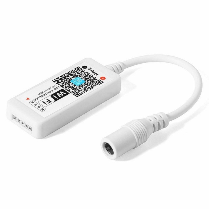 Controler RGBW smart WiFi 5V-24V pentru benzi LED, 16 milioane de culori, aplicatie Magic Home Pro, 12A, IP20
