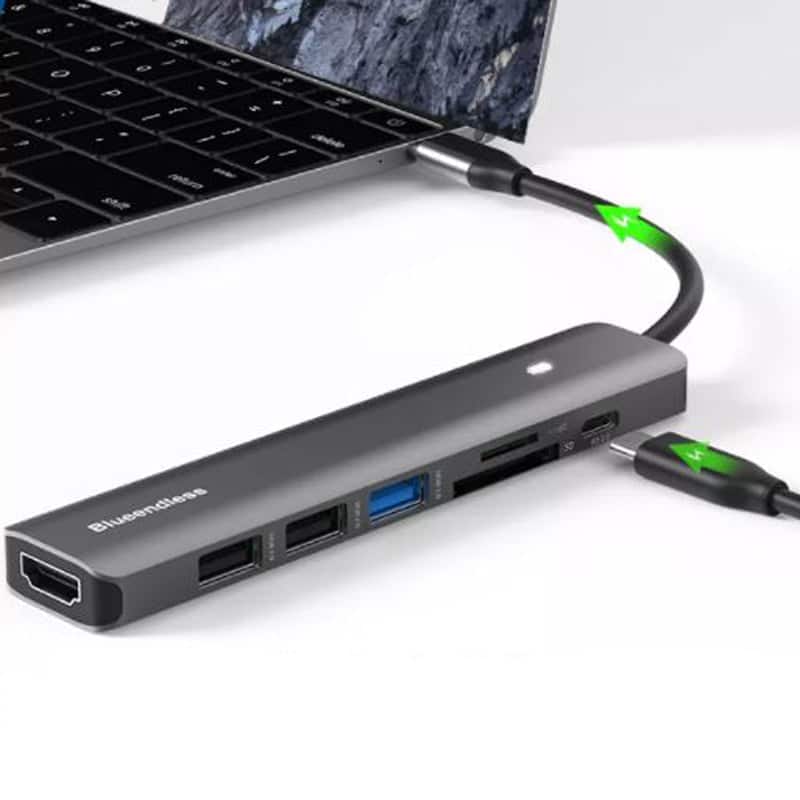 Adaptor Multiport Blueendless, Hub 7 In 1 USB Type-C la HDMI 4K, PD ...