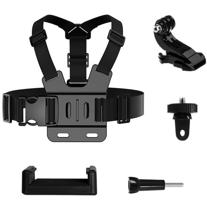 GoPro Chest Strap 5in1 accessories set for GoPro, DJI, Insta360, SJCam, Eken sports cameras (GoPro 5 in 1 chest strap)