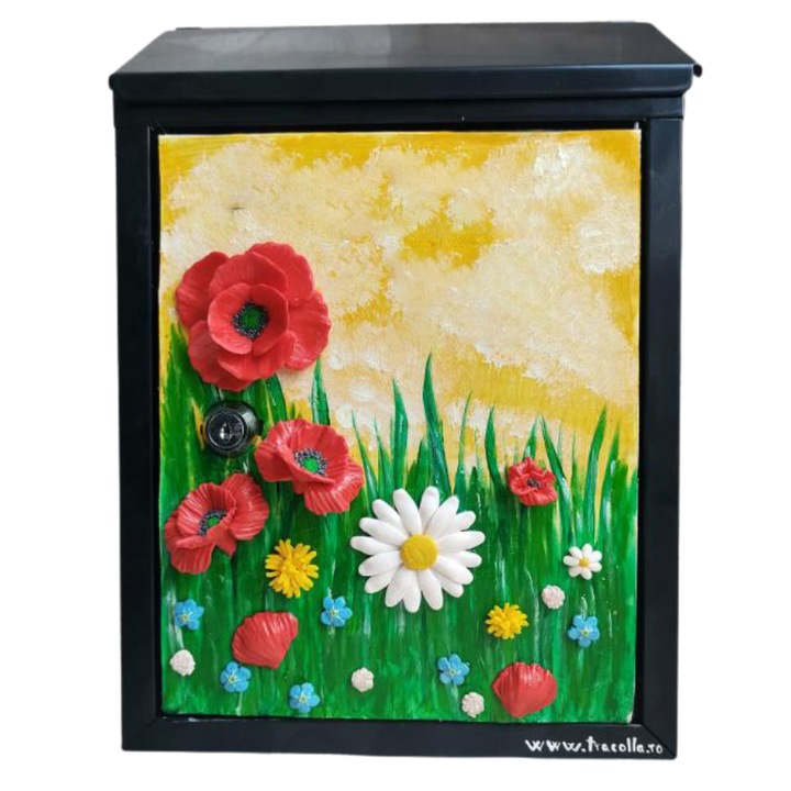 Tracolla Handmade postaláda, kültéri/beltéri, korróziógátló horganyzott acél, kerítésre vagy falra, 300x215x70 mm, 2 kulcs, fekete