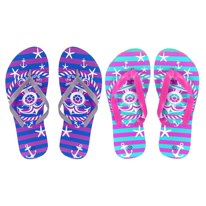 Set șlapi Chippo pentru femei 130653-2, Verde/Albastru, 40