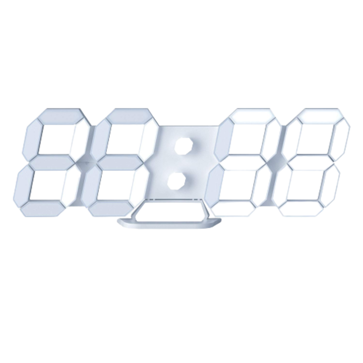 OEM LED digitális óra, ébresztő, állítható fényerő, 24,6x9,9x2,3 cm, fehér