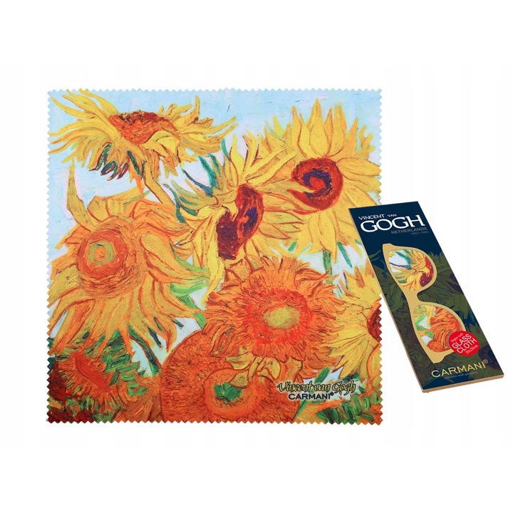 Плат за очила Van Gogh Слънчоглед, Carmani, 20x20 см, Многоцветен