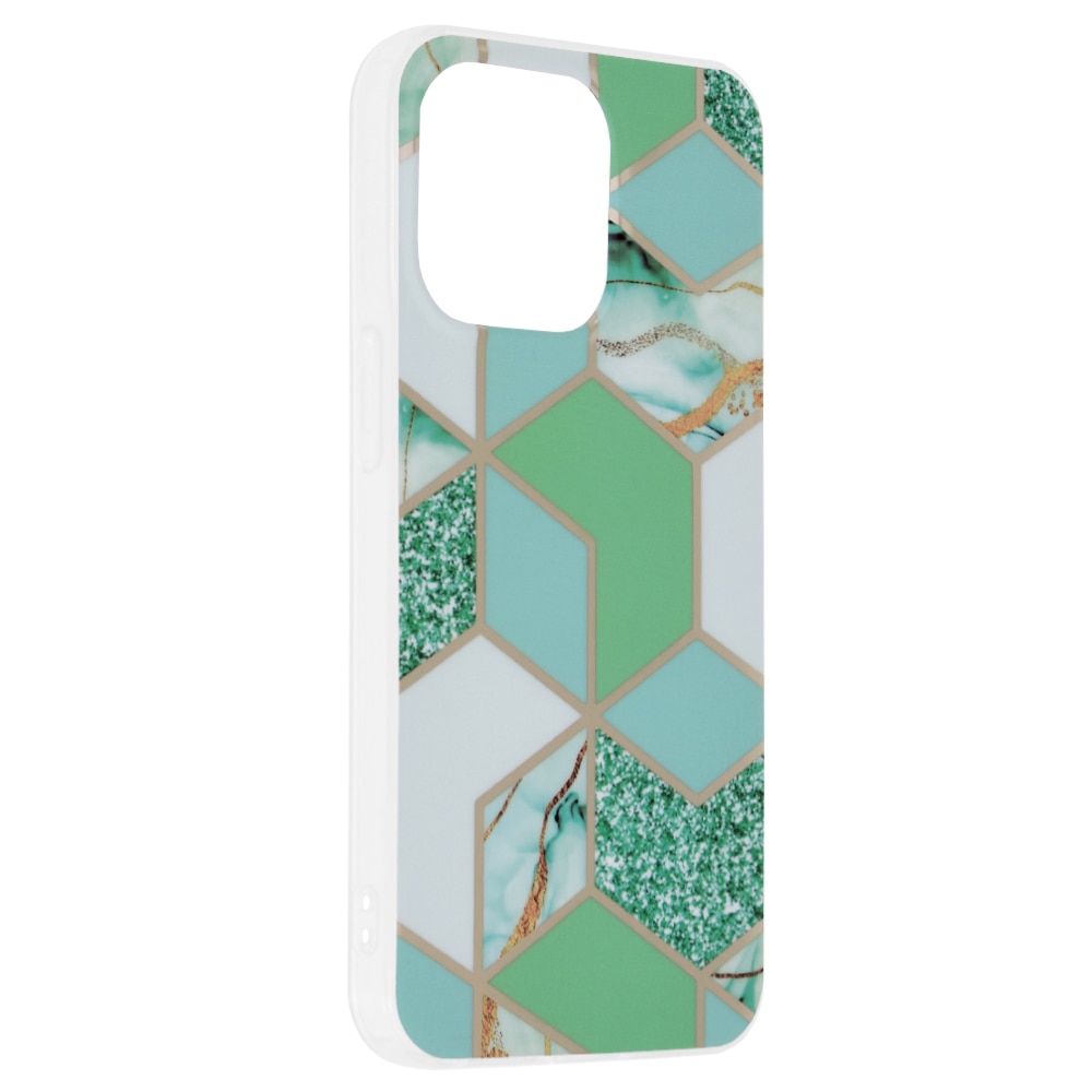 Husa pentru iPhone 13 Pro, Techsuit Marble Series, Green Hex