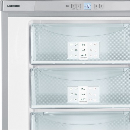 Congelator Liebherr GPesf 1476, 103 L, Clasa E, SmartFrost, Control taste, Display, SuperFrost, 4 sertare, H 85.1 cm, Inox