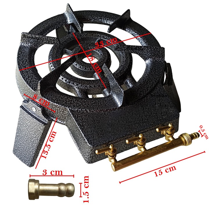 Pachet Pirostrie Fonta, Totokita®, 2 Focuri, 3 Robineti, Arzator, Gpl, Camping, Ceas Butelie, Furtun Gaz, Coliere, Garnituri