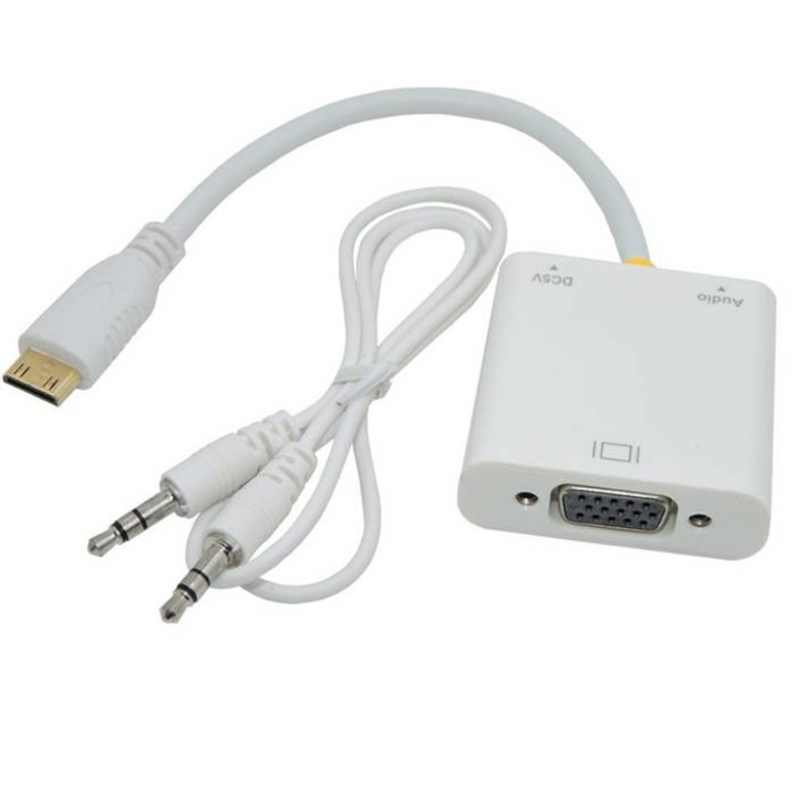 Кабел, С конвертор, Преобразувател, Вход MINI HDMI(м), Изход VGA(ж), 0,3m
