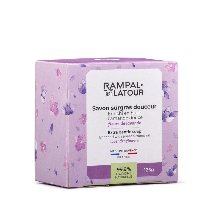 Cutie sapun natural flori de lavanda, Rampal Latour, 125g