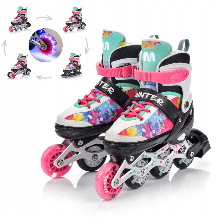 Role ajustabile 4 in 1, Meteor, ABEC7, 34-37 (M), Multicolor