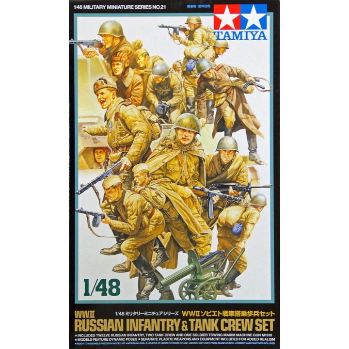 Kit Set figurine de construit Tamiya Russian Infantry and tank crew set 15buc 1:48 TAM 32521