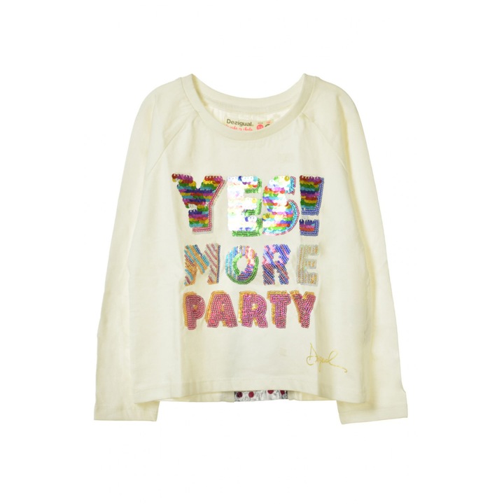Pulover fata, Desigual, Bumbac, Alb, 3-4 ani