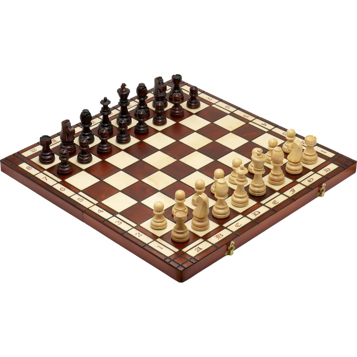 Tabla de sah clasica, Sunrise, SH22A, lemn, maro/crem, 54x54 cm