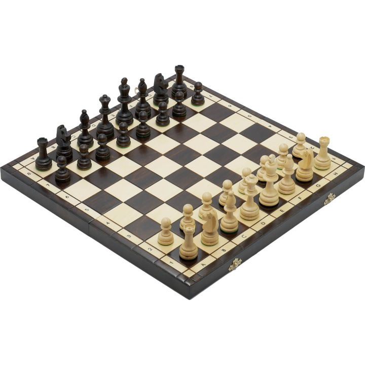 Tabla sah traditionala, Sunrise, lemn, maro/crem, 41x41 cm