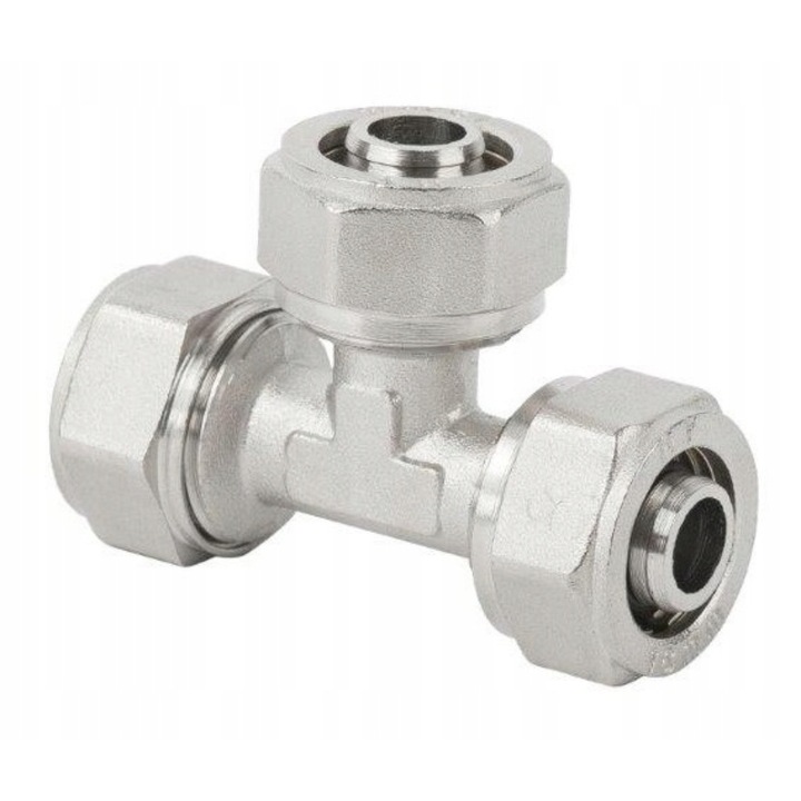 Teu instalatii, Alama, 25mm, Argintiu