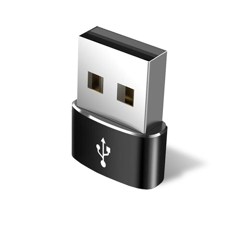 Adaptor USB la mufa USB Type-C, Mic si Portabil, Optim Solution, Plug and Play, Negru