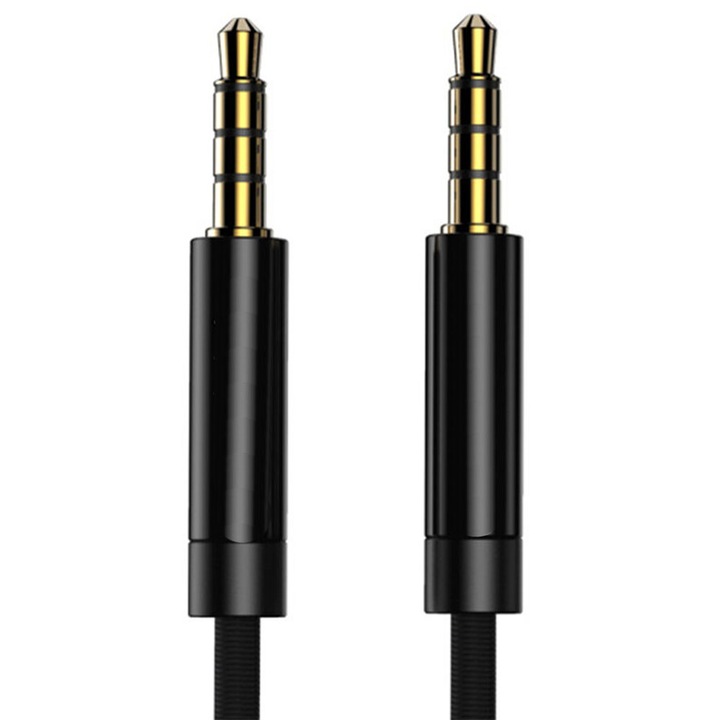 Adaptor Cablu Audio Jack 3.5 mm la mufa Jack 3.5 mm, 2m, Mic si Portabil, Plug and Play, Negru