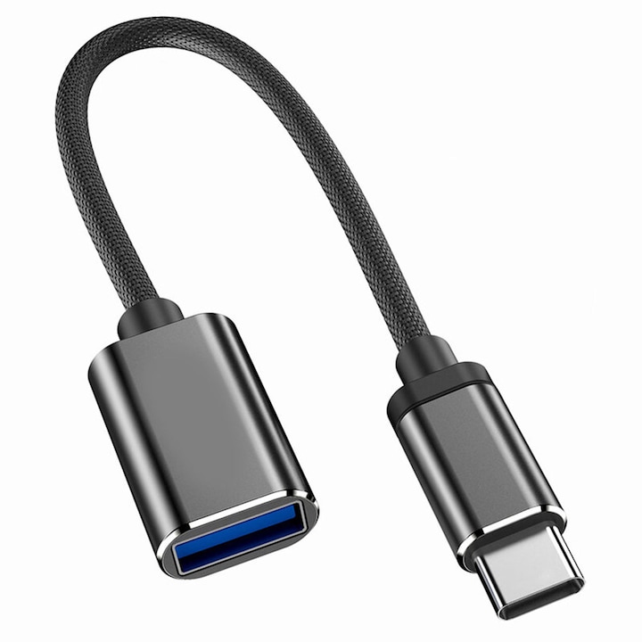 Adaptor Cablu Audio USB Type-C la mufa USB 3.0, Mic si Portabil, Plug and Play, Negru