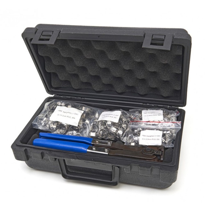 Szorító bilincs készlet, HBM, fogóval, 202 db