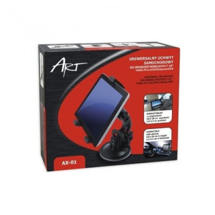 Art AX-01 univerzális tapadókorongos / fejtámlára helyezhető autós tablet tartó 7-10cm