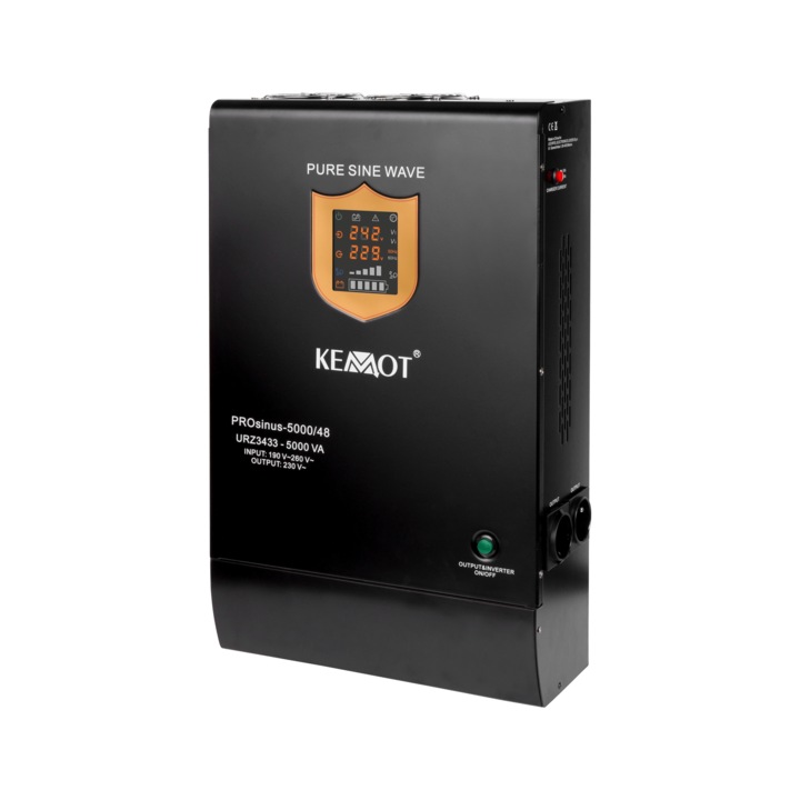 UPS система Kemot, 5000VA/3500W, 48V, черен, за стенен монтаж