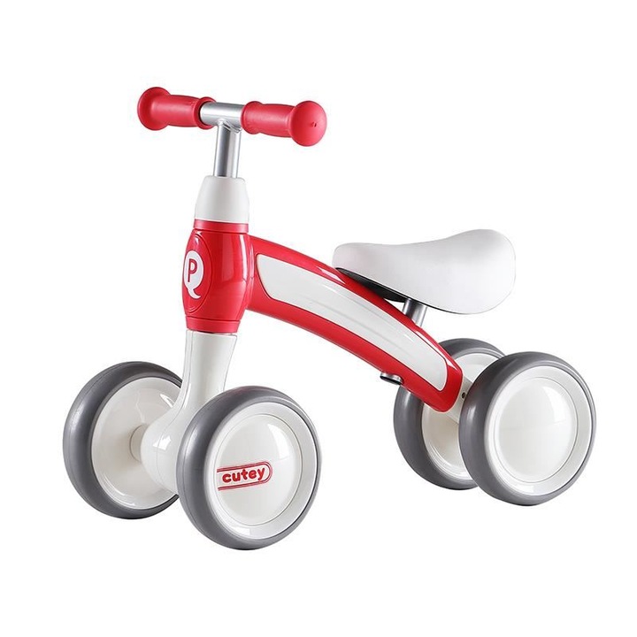 Pushbike mini Qplay Cutey rosu, cu ghidon reglabil, 1-3 ani