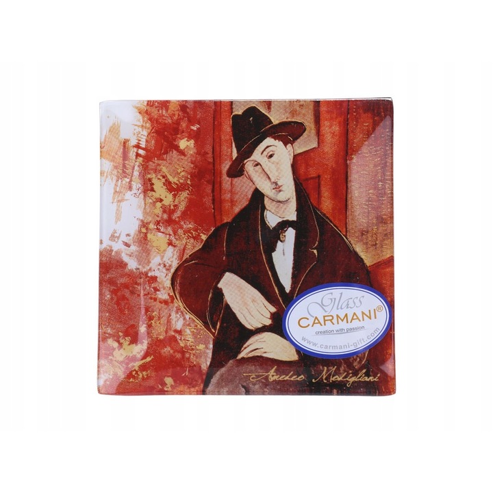 Carmani poháralátét, Amedeo Modigliani Mario V, Üveg, 10.5x10.5 cm, Többszínű