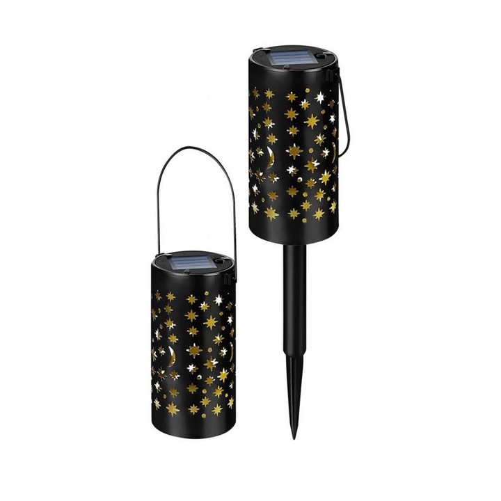 Соларна градинска лампа, LED, комплект 2 бр., 6x6x41 см, Yildun