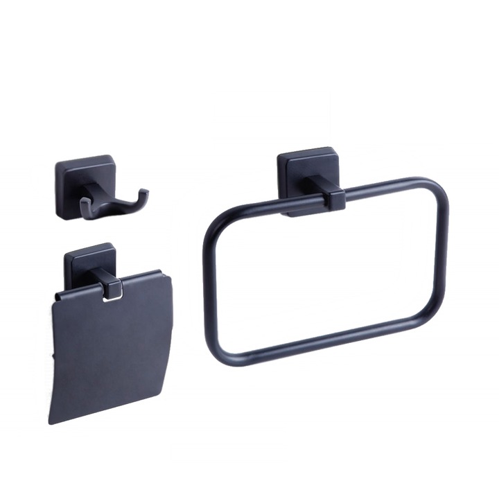 Set accesorii baie, cu trei piese, Karlim Milet Black 3 in 1, MLS.5002