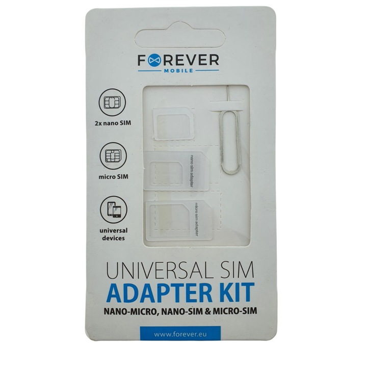 Adaptor cartela SIM, Forever 22237, kit universal pentru telefoane mobile