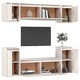 Set comode TV vidaXL, 6 buc., alb, lemn masiv de pin, 35.3 kg
