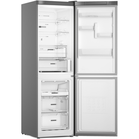 Combina frigorifica Whirlpool W7X82OOX, 335 l, Clasa E, Total No Frost, Tehnologia 6TH Sense, Alarma usa, Iluminare LED, H 191.2 cm, Inox