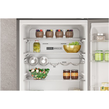 Combina frigorifica Whirlpool W7X92OX, 367 l, Clasa E, Total No Frost, Tehnologia 6TH Sense, Alarma usa, Iluminare LED, H 202.7 cm, Inox