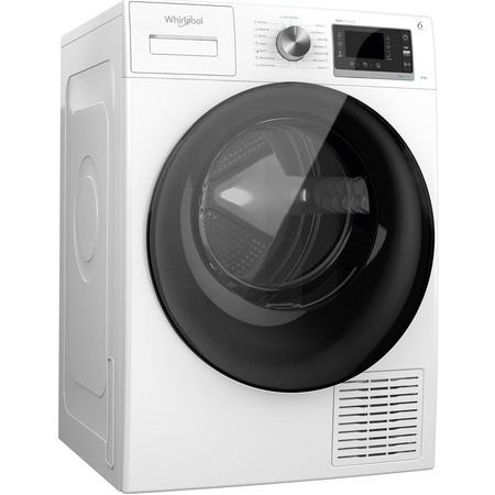 Uscator rufe Whirlpool Supreme Silence W6D84WBEE, Pompa de caldura, 8 kg, Clasa A+++, FreshCare+, Tehnologia al 6-lea Simt, Display LCD, Alb