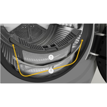 Uscator rufe Whirlpool Supreme Silence W7D93SBEE, Pompa de caldura, 9 kg, Clasa A++, FreshCare+, Tehnologia al 6-lea Simt, Display LCD, Argintiu