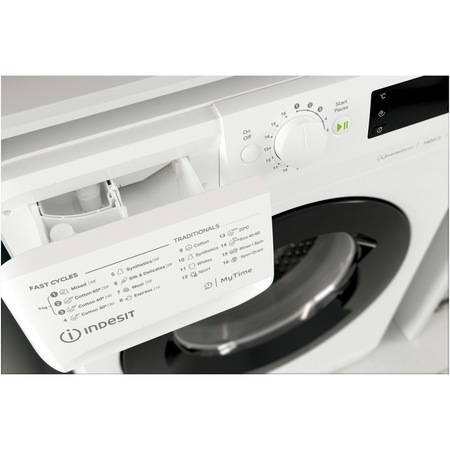 Masina de spalat rufe Indesit MTWE91484WKEE, 9 kg, 1400 rpm, Clasa C, Fast Cycles, Motor Inverter, Display Digital, Alb/Negru