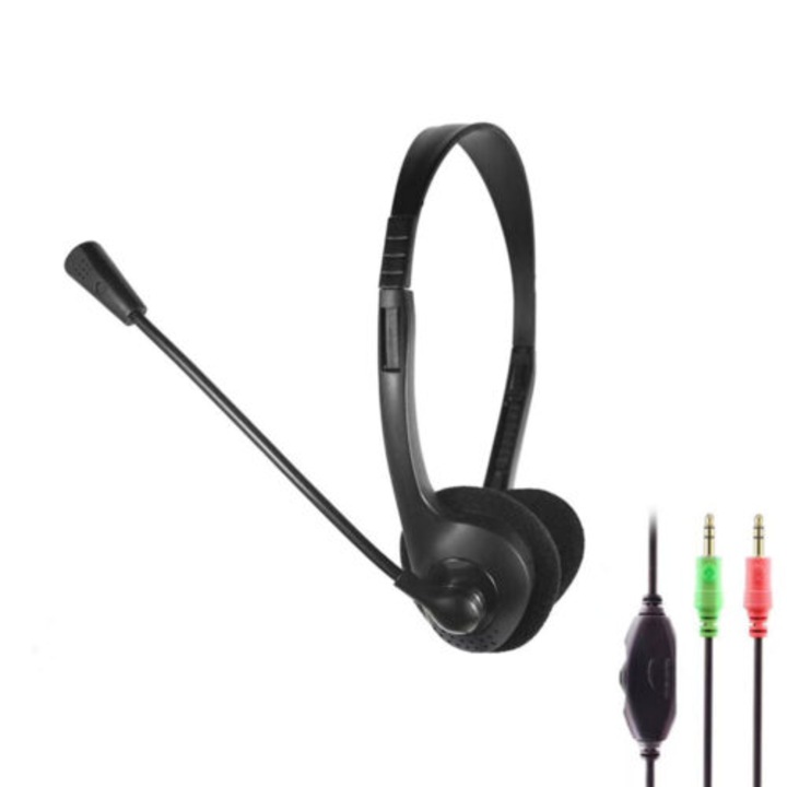 Casti PC, Microfon, 3.5 mm, Negru