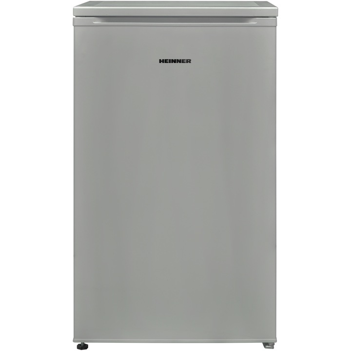 Хладилник с 1 врата Heinner HF-V89F+, 89 l, Клас F, LED светлина, Реверсивна врата, H 82.1 см, Сребрист