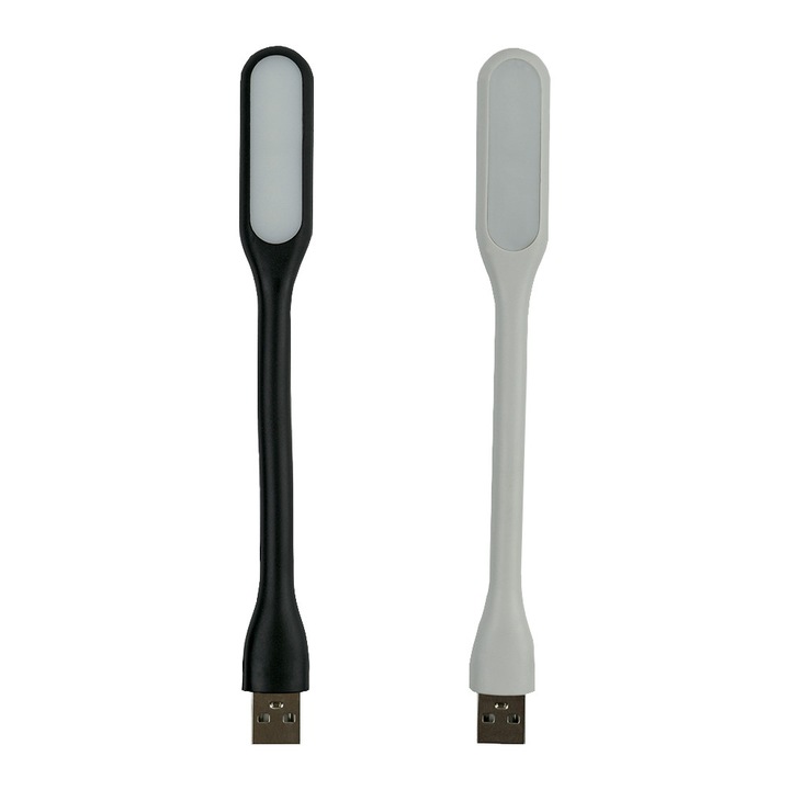 OEM USB lámpa készlet laptophoz, 2 darabos LED, 1,2 W, 170x18x8 mm, fekete/fehér