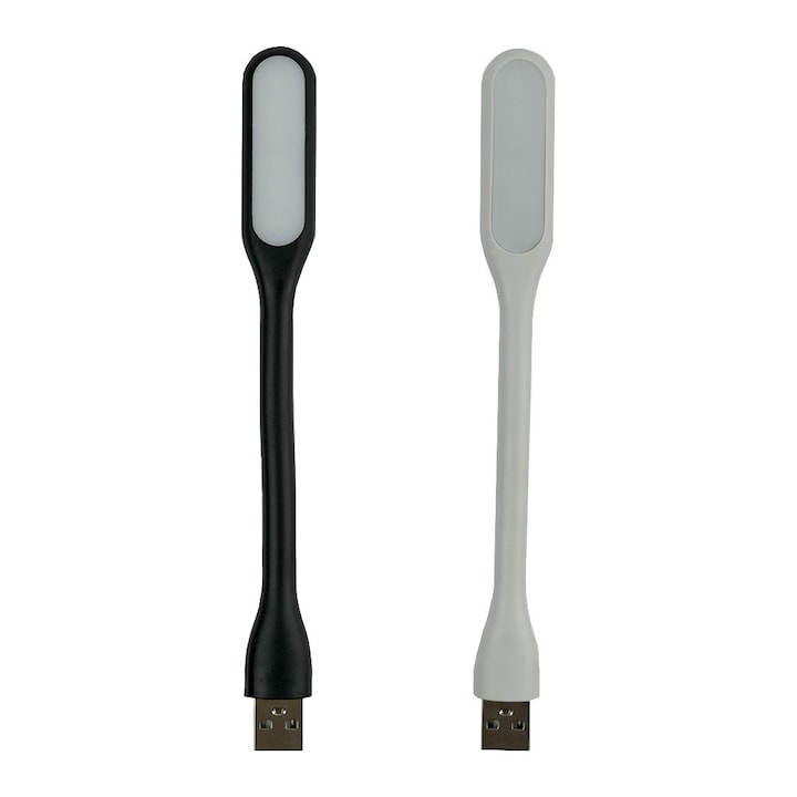 Комплект USB лампи, LED, 1.2 W, 170x18x8 мм, Черен/Бял, 2 бр