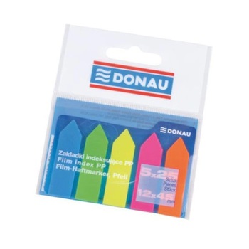 Index autoadeziv, Donau, sageata, 5 culori neon, 25 file/culoare, 42 x 12mm Index autoadeziv, Donau, sageata, 5 culori neon, 25 file/culoare, 42 x 12mm
