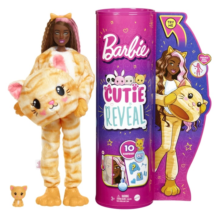 Кукла Mattel Barbie Cutie Reveal, Аксесоари, Котка, Оранжев