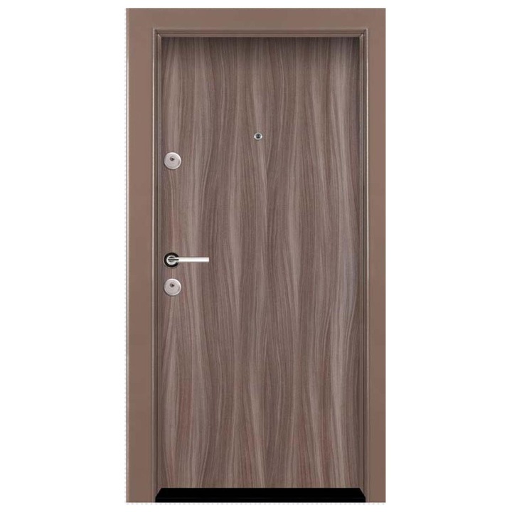 Usa metalica intrare apartament stanga, Efeclass, clasic, metal/mdf, tanganica, 201x88 cm