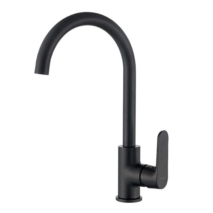 Смесител за кухня, Kuchinox BQD768D, висок чучур, черен мат